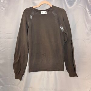 Armani Exchange Mens Cotton Crewneck Sweater‎ Brown Raglan Glossy Detail Large